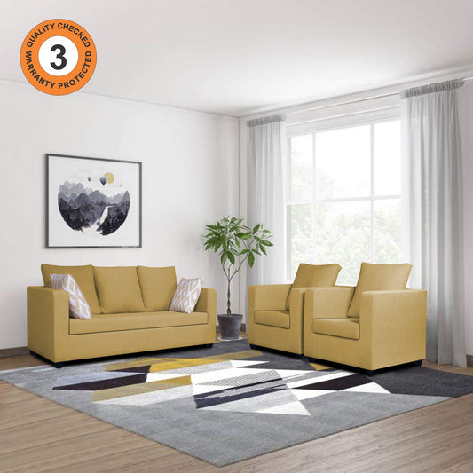 Adorn India Zink Straight Line 3-1-1 5 Seater Sofa Set (Beige)
