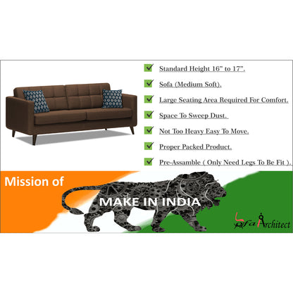 Adorn India Chilly 6 Seater 3+2+1 Fabric Sofa Set (Brown) (3 Year Warranty)