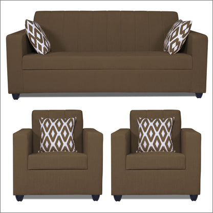 Adorn India Rio HighBack 3+1+1 5 Seater Sofa Set (Brown) (3 Year Warranty)