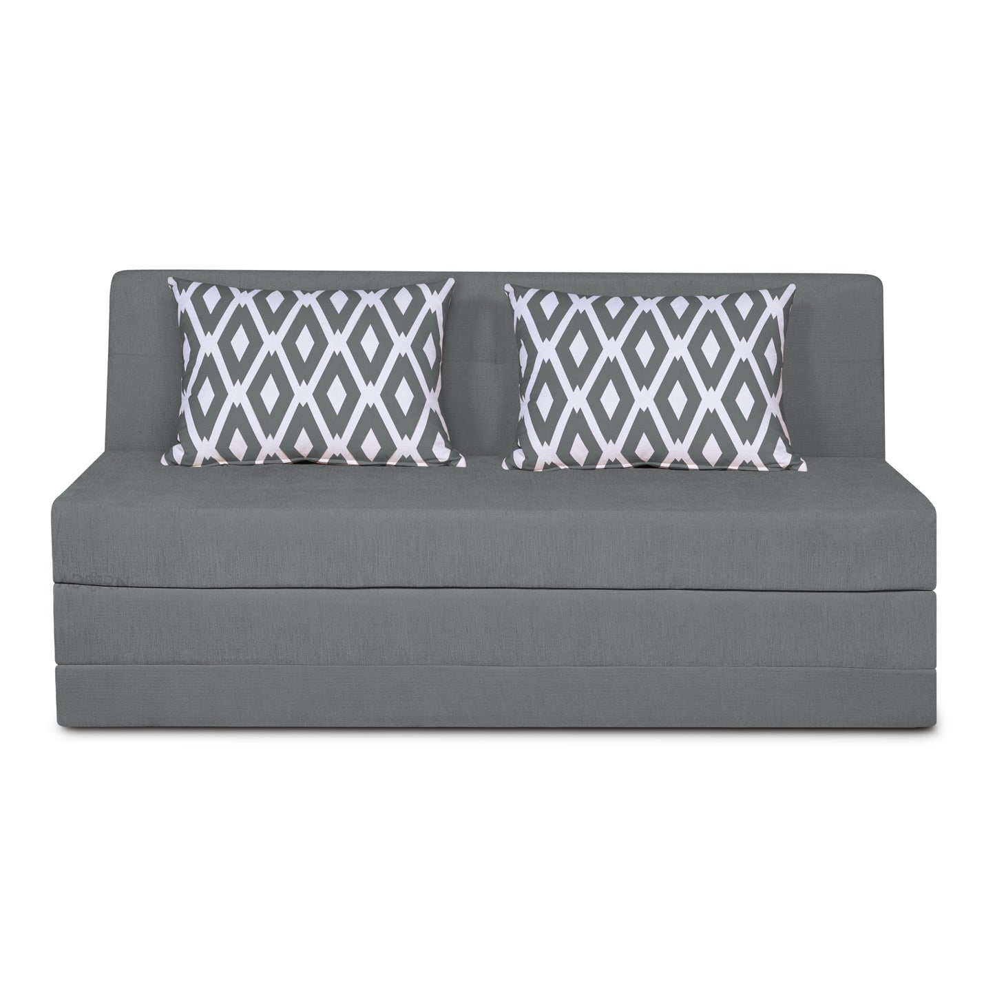 Adorn India Easy Highback Three Seater Sofa Cum Bed Rhombus 6'x 6' Grey (3 Year Warranty)