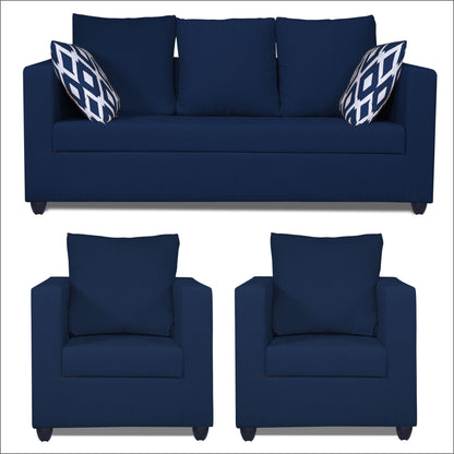 Adorn India Zink Straight Line 3-1-1 5 Seater Sofa Set (Blue)