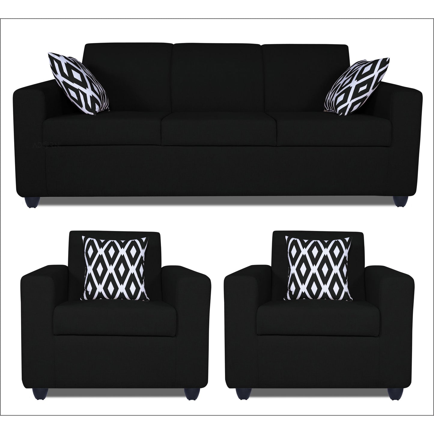 Adorn India Monteno 3-1-1 5 Seater Sofa Set (Black) (3 Year Warranty)