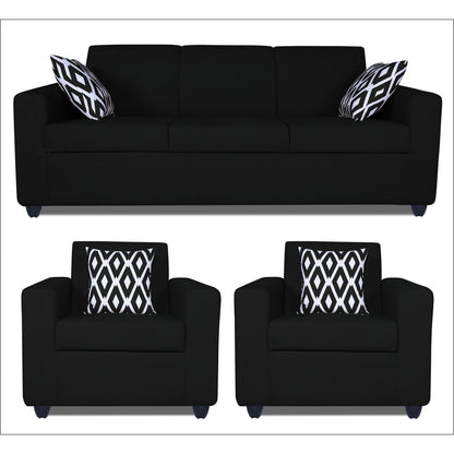 Adorn India Monteno 3-1-1 5 Seater Sofa Set (Black) (3 Year Warranty)