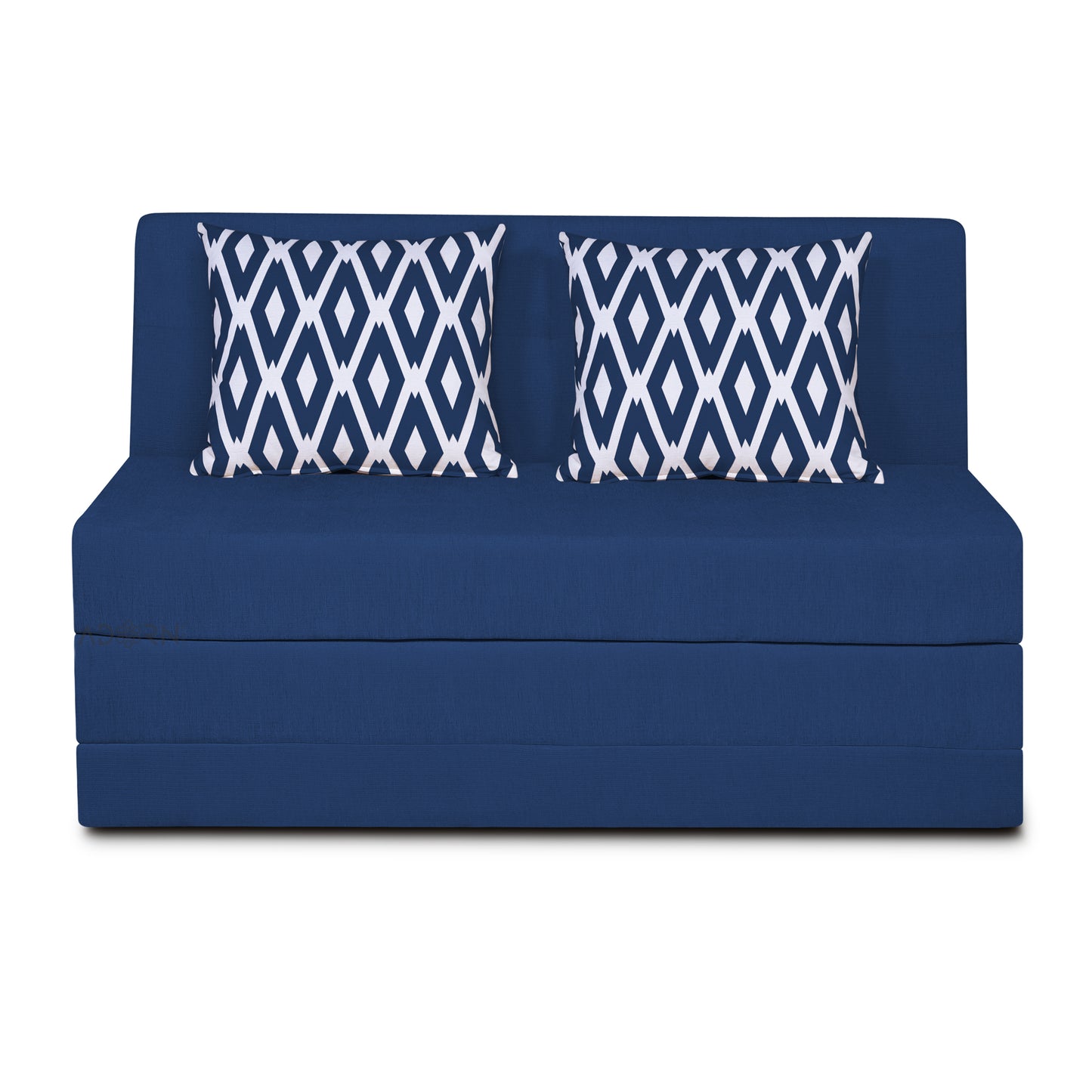Adorn India Easy Highback Two Seater Sofa Cum Bed Rhombus 4' x 6' (Blue) (1 Year Warranty)