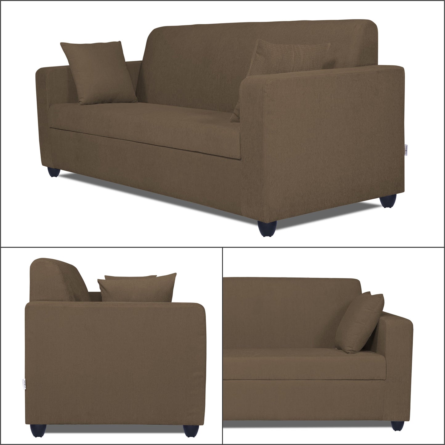 Adorn India Rio Decent 3 Seater Sofa(Brown) (3 Year Warranty)