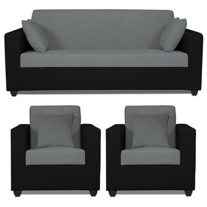 Adorn India Rio Decent 3-1-1 5 Seater Sofa Set (Grey & Black) (3 Year Warranty)