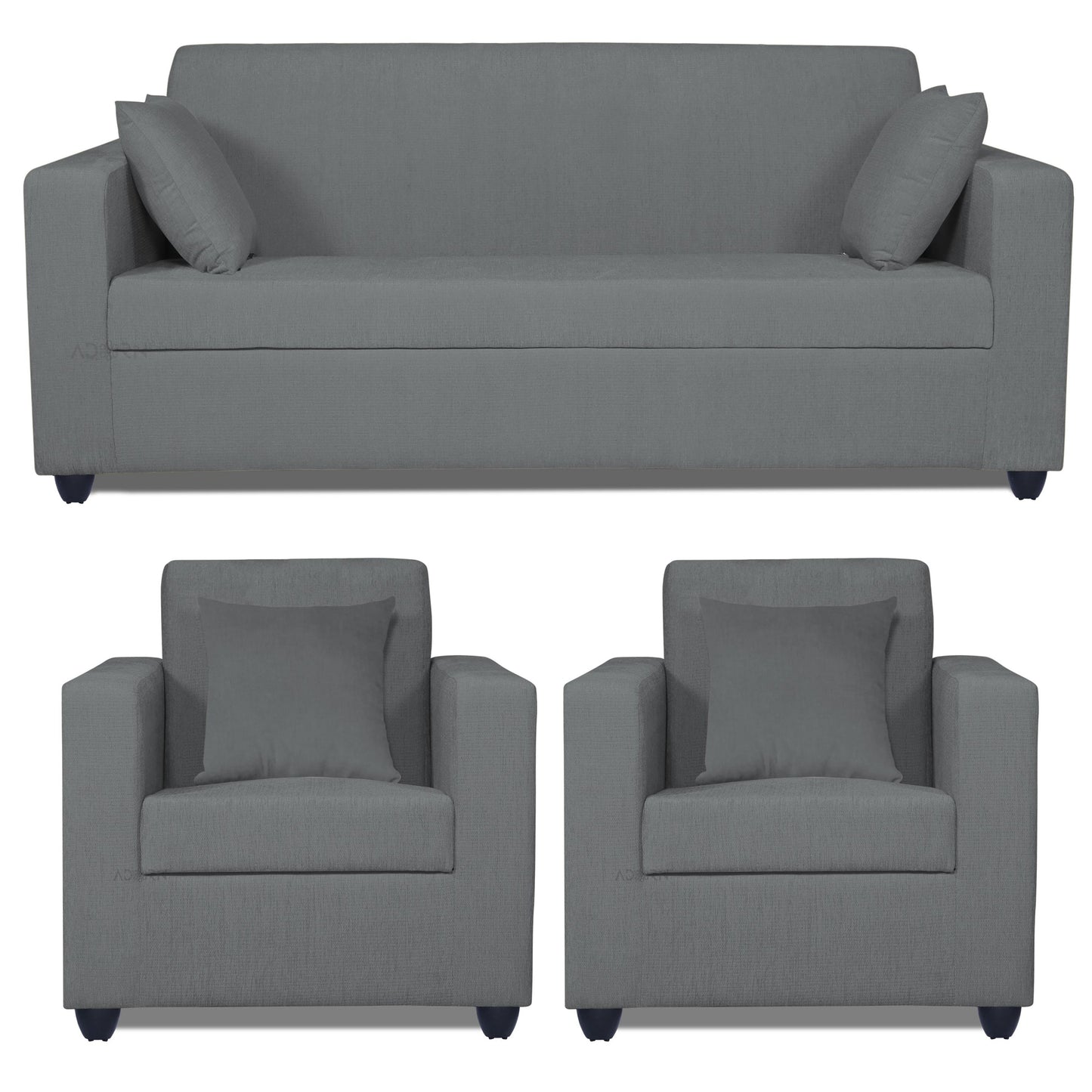 Adorn India Rio Decent 3-1-1 5 Seater Sofa Set (Grey) (3 Year Warranty)