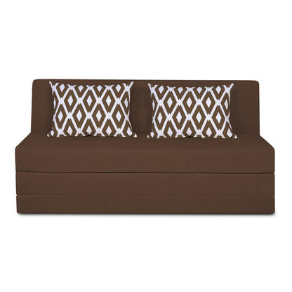 Adorn India Easy Highback Three Seater Sofa Cum Bed Rhombus 6' x 6' (Brown) (1 Year Warranty)