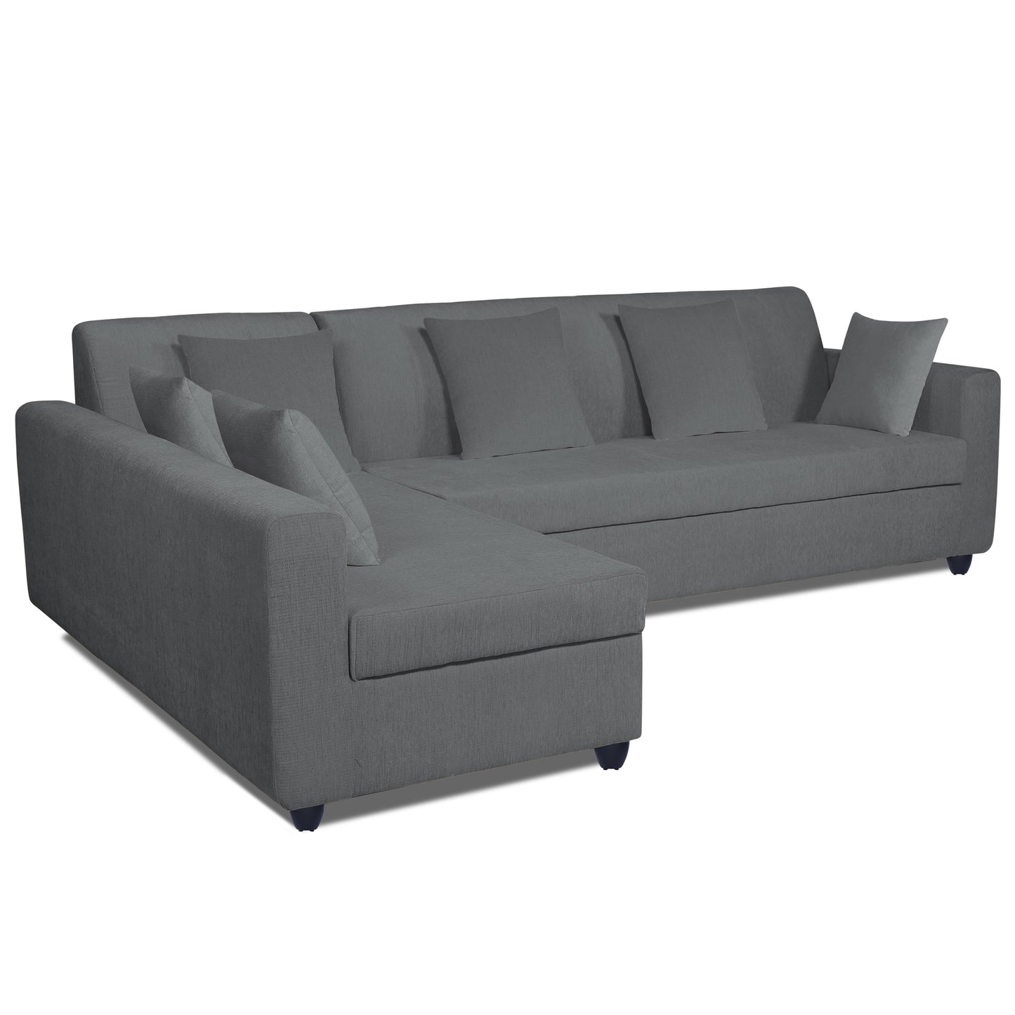 Adorn India Rio Decent L Shape 6 Seater Corner Sofa Set Left Side Handle (Grey) (3 Year Warranty)