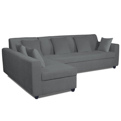 Adorn India Rio Decent L Shape 6 Seater Corner Sofa Set Left Side Handle (Grey) (3 Year Warranty)