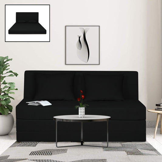 Adorn India Easy Highback Three Seater Sofa Cum Bed Decent 5' x 6' (Black) (1 Year Warranty)