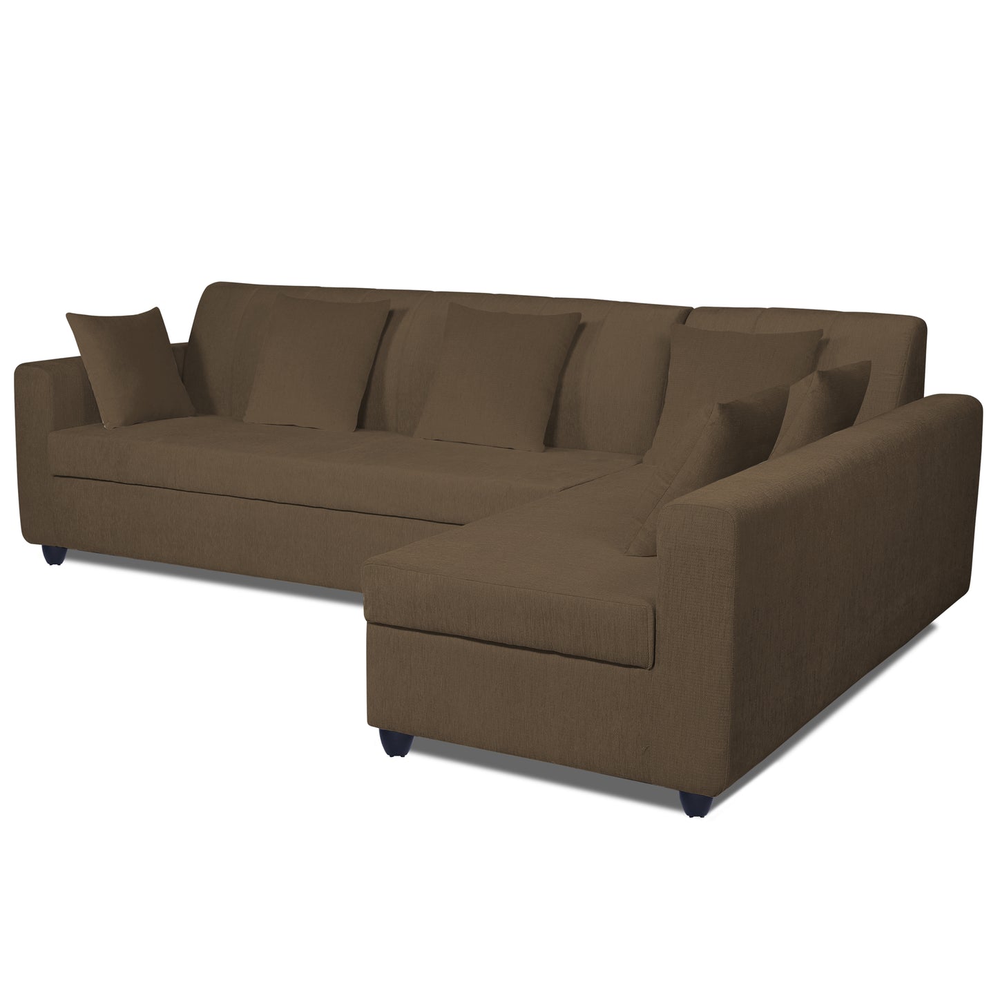 Adorn India Rio Decent L Shape 6 Seater Corner Sofa Set Right Side Handle (Brown) (3 Year Warranty)