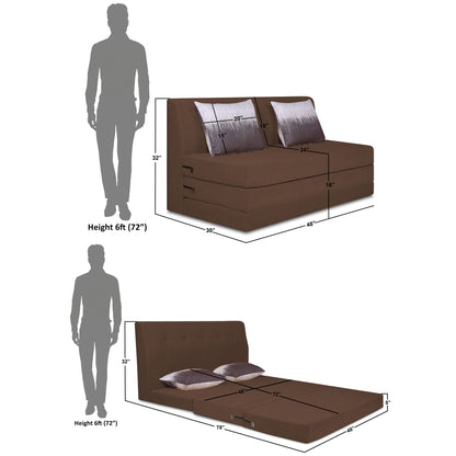 Adorn India Easy Highback Two Seater Sofa Cum Bed Wave 4' x 6' (Brown) (1 Year Warranty)