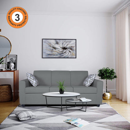 Adorn India Monteno 3 Seater Sofa (Grey) (3 Year Warranty)