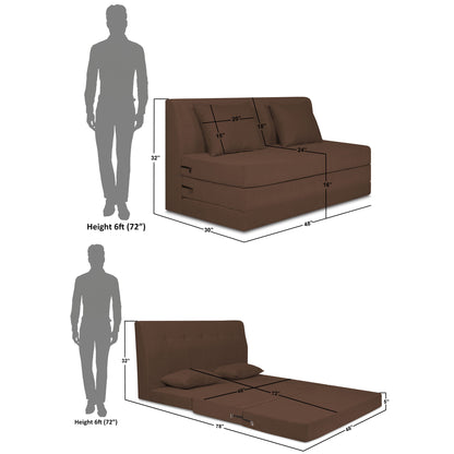 Adorn India Easy Highback Two Seater Sofa Cum Bed Decent 4' x 6' (Brown) (1 Year Warranty)