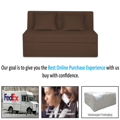 Adorn India Easy Highback Two Seater Sofa Cum Bed Decent 4' x 6' (Brown) (1 Year Warranty)