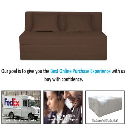 Adorn India Easy Highback Three Seater Sofa Cum Bed Decent 5' x 6' (Brown) (1 Year Warranty)