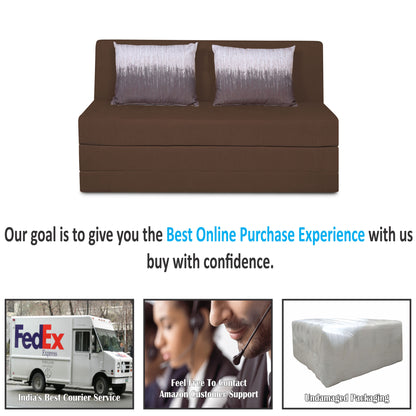 Adorn India Easy Highback Two Seater Sofa Cum Bed Wave 4' x 6' (Brown) (1 Year Warranty)