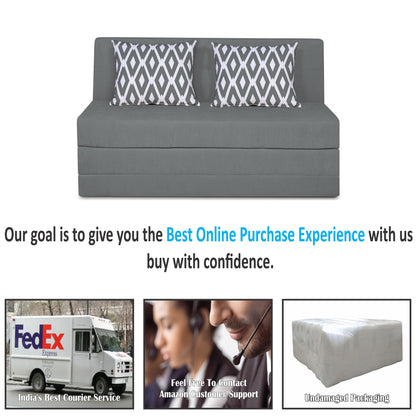 Adorn India Easy Highback Two Seater Sofa Cum Bed Rhombus 4' x 6' (Grey)
