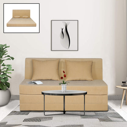 Adorn India Easy Highback Two Seater Sofa Cum Bed Decent 4' x 6' (Beige) (1 Year Warranty)