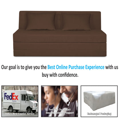 Adorn India Easy Highback Three Seater Sofa Cum Bed Decent 6' x 6' (Brown) (1 Year Warranty)