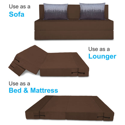Adorn India Easy Three Seater Sofa Cum Bed Wave '5 x 6' (Brown)