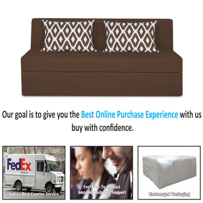 Adorn India Easy Highback Three Seater Sofa Cum Bed Rhombus 6' x 6' (Brown) (1 Year Warranty)