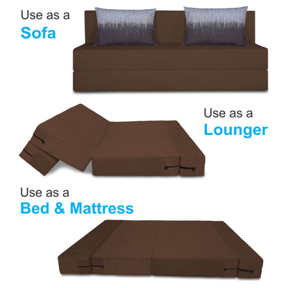 Adorn India Easy Three Seater Sofa Cum Bed Wave '6 x 6' (Brown)