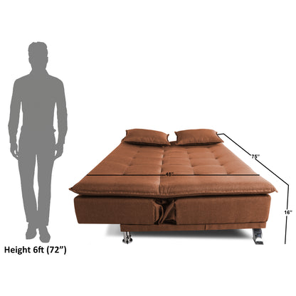 Adorn India Arden 3 Seater Sofa Cum Bed Fabric (Rust)
