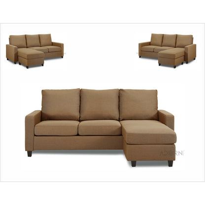 Adorn India Daffodil Three Seater Modular Sofa (Camel)