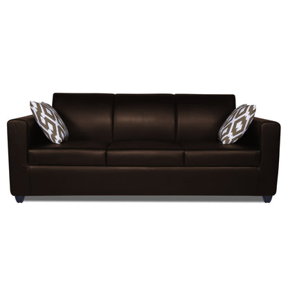 Adorn India Monteno Leatherette 3 Seater Sofa (Brown) (3 Year Warranty)
