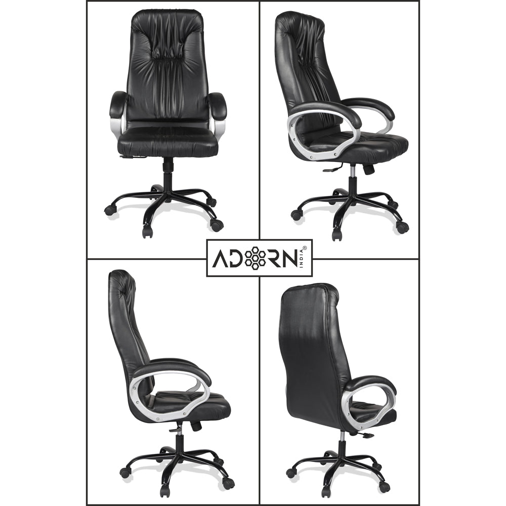 Adorn India Jorden,High-Back Leatherette Executive Office Ergonomic Chair (Black)