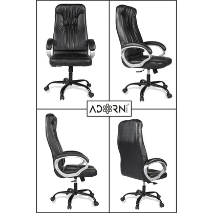 Adorn India Jorden,High-Back Leatherette Executive Office Ergonomic Chair (Black)