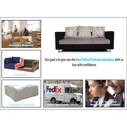 Adorn India Dexter 3 Seater Sofa Digitel Print (Grey & Black)