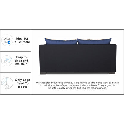 Adorn India Exclusive Two Tone Straight Line Three Seater Sofa Cum Bed (Blue & Black)
