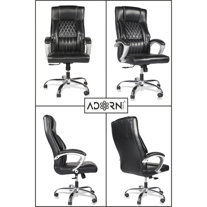 Adorn India Oxford,High-Back Leatherette Executive Office Ergonomic Chair (Black)