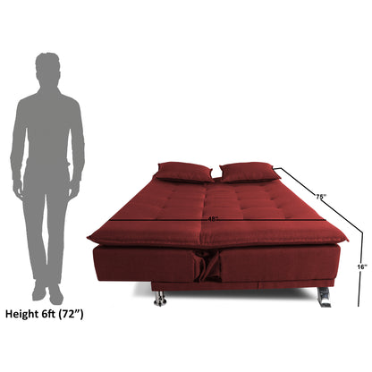 Adorn India Arden 4 Seater Sofa Cum Bed 4 x 6 (Maroon) (3 Year Warranty)