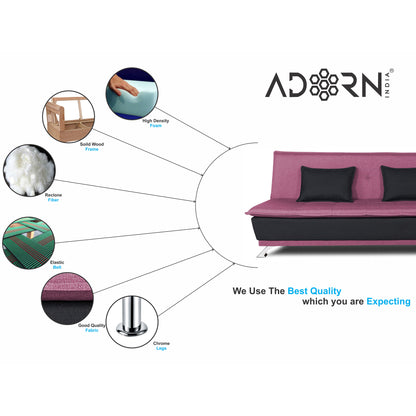 Adorn India Exclusive Two Tone Arden 4 Seater Sofa Cum Bed 4 x 6 (Light Purple & Black) (3 Year Warranty)