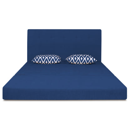 Adorn India Easy Highback Three Seater Sofa Cum Bed Rhombus 6' x 6' (Blue) (1 Year Warranty)