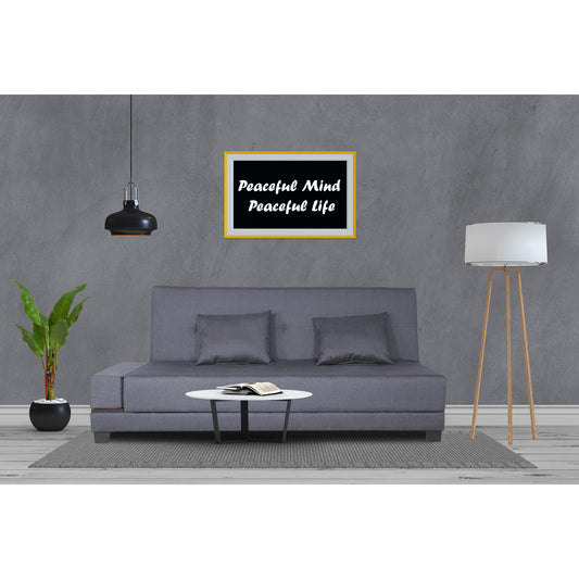 Adorn India Blake 3 Seater Sofa Cum Bed (Dark Grey), Wood, Foam
