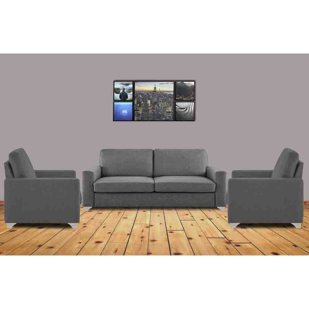 Adorn India Straight line 3+1+1 Seater Sofa Set(New Grey)