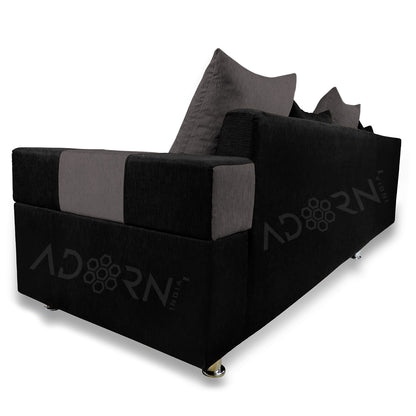 Adorn India Adillac 5 Seater Corner Sofa(Left Side Handle)(Grey & Black)