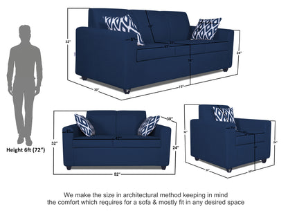 Adorn India Monteno Six Seater 3+2+1 Sofa Set (Blue) (3 Year Warranty)