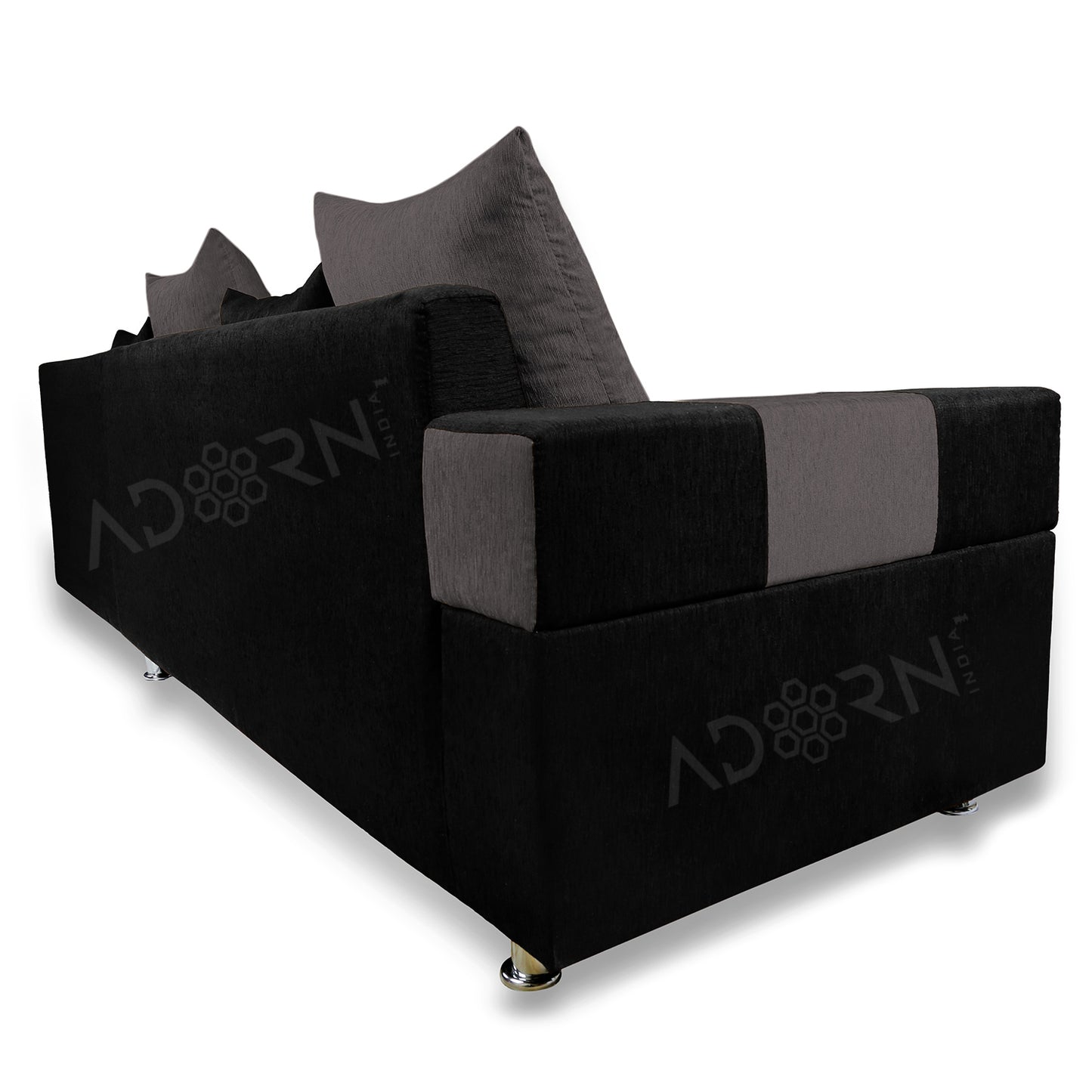 Adorn India adillac 5 Seater Corner Sofa (Right Side, Grey & Black)
