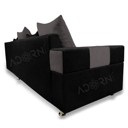 Adorn India adillac 5 Seater Corner Sofa (Right Side, Grey & Black)