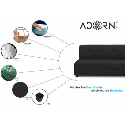 Adorn India Atlas Modular Sofa Set (Black) (3 Year Warranty)