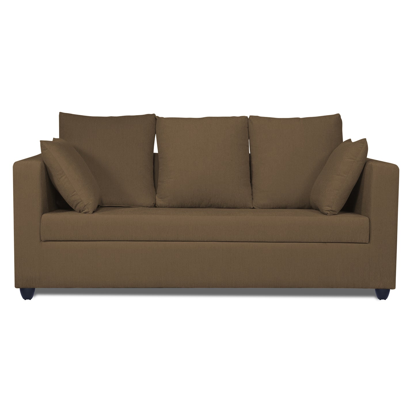 Adorn India Zink Straight Line 3 Seater Sofa (Brown)