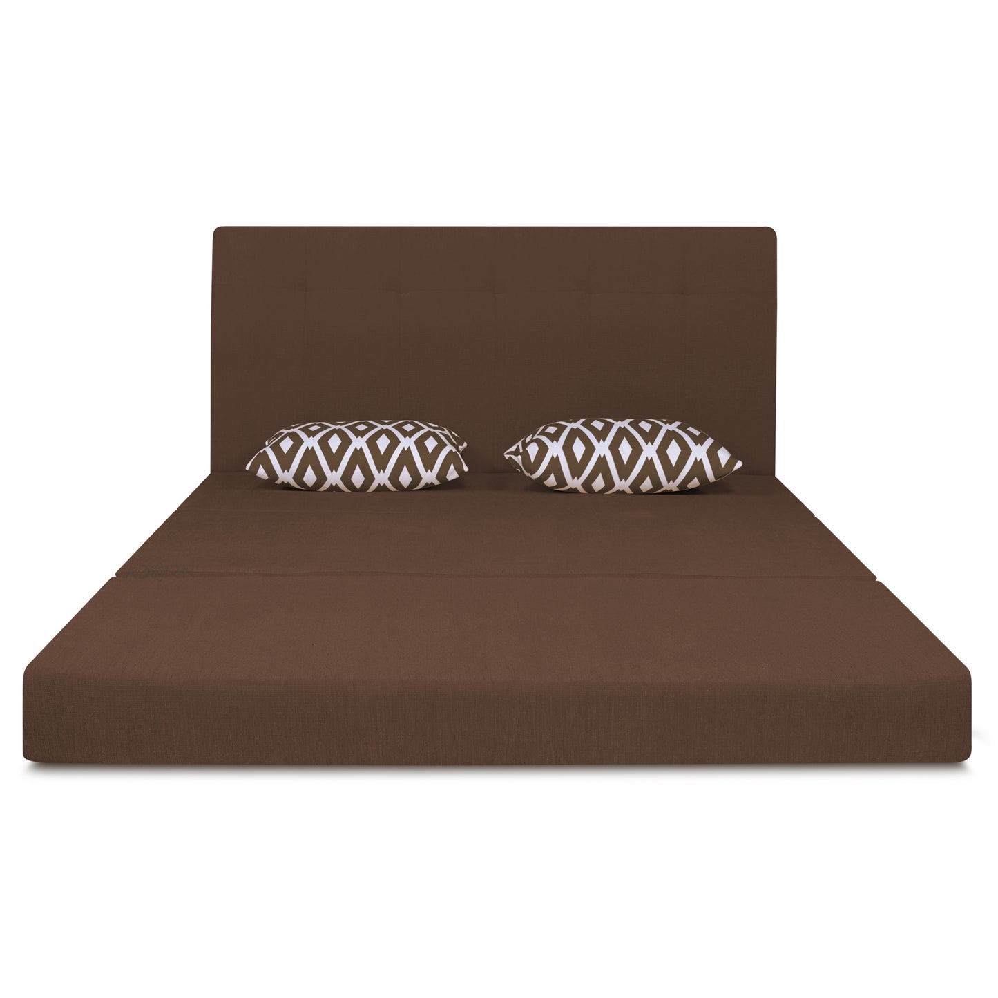 Adorn India Easy Highback Three Seater Sofa Cum Bed Rhombus 6' x 6' (Brown) (1 Year Warranty)