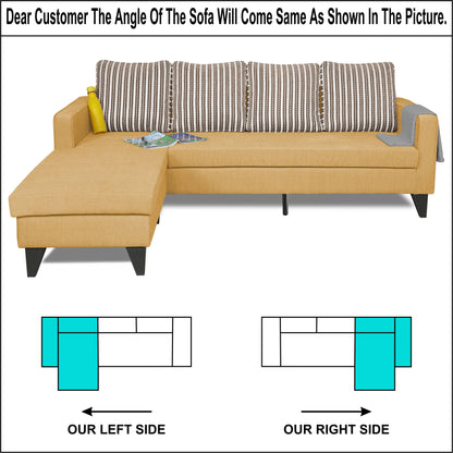 Adorn India Chandler Stripes L Shape 5 Seater Sofa Set LHS (Beige) (3 Year Warranty)