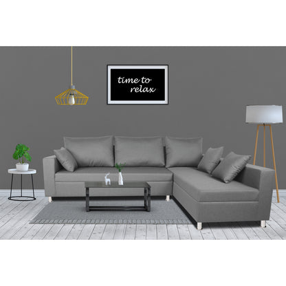 Adorn India Straight line L Shape Sofa (Light Grey)